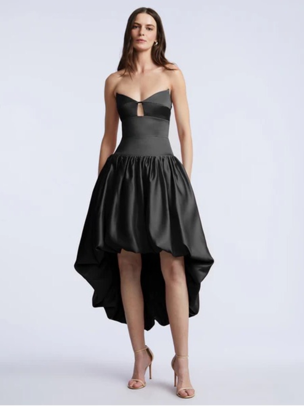 BCBGMaxAzria Black Strapless High-Low Cocktail Dress